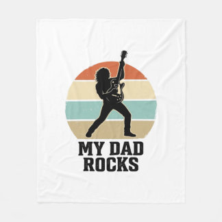 Couverture Polaire My Dad Rocks Vintage Guitar Sunset Shirt Design_1