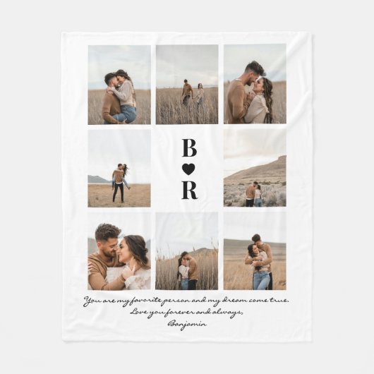 Couverture Polaire My Favorite Person Modern Script 8 Photo Monogram (Devant)