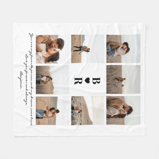 Couverture Polaire My Favorite Person Modern Script 8 Photo Monogram (Devant (Horizontal))