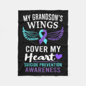 Couverture Polaire My Grandson's Wings Cover Heart Suicide Awareness (Devant)