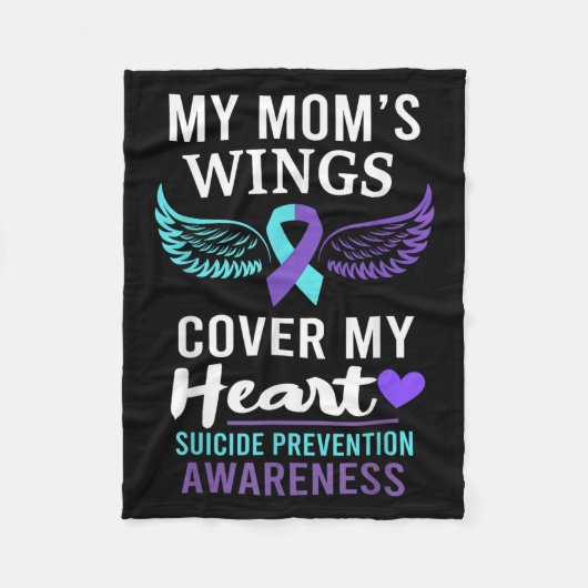 Couverture Polaire My Mom's Wings Cover Heart Suicide Awareness Ribbo (Devant)