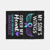 Couverture Polaire My Son's Wings Cover Heart Suicide Awareness Ribbo (Devant (Horizontal))