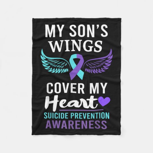 Couverture Polaire My Son's Wings Cover Heart Suicide Awareness Ribbo (Devant)