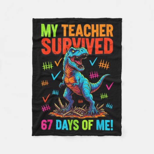 Couverture Polaire My Teacher Survived 67 Days Of School 67 Meme Dino (Devant)