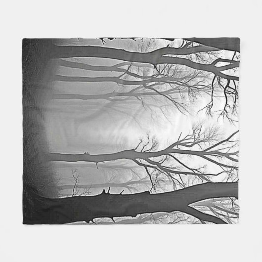 Couverture Polaire Mysterious Foggy Forest Path (Devant (Horizontal))