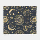 Couverture Polaire Mystical Celestial Witchcraft - Gold Botanical (2) (Devant (Horizontal))