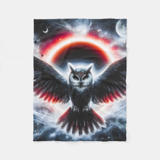 Couverture Polaire Mystical Cosmic Celestial Owl (Devant)