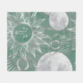 Couverture Polaire Mystique solaire | Dusty Green Silver Moon Stars S (Devant (Horizontal))