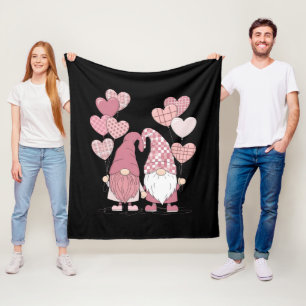 Couverture Polaire Nains de la Saint-Valentin à carreaux buffs roses
