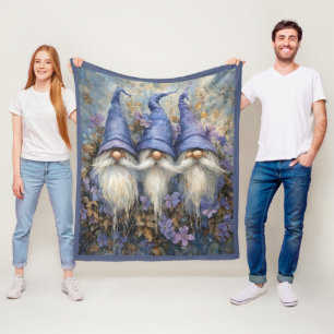 Couverture Polaire Nains de l'hiver chapeaux violets fleurs