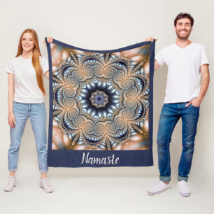 Couverture Polaire Namaste Citation Mandala Gold Blue Spirituelle