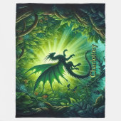 Couverture Polaire Name, Fantasy Dragon Flying in Green Light Rays (Devant)