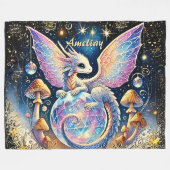 Couverture Polaire Name, Pastel Baby Dragon Pink Blue on Dark (Devant (Horizontal))