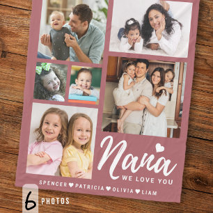 Couverture Polaire Nana Nous Vous Aimons Coeur Petits-Enfants 6 Colla