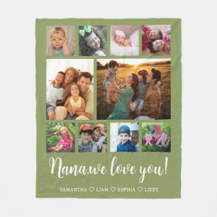 Couverture Polaire Nana We Love You Grandkids 10 Photo Collage Vert