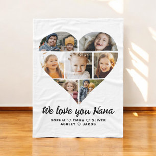 Couverture Polaire Nana We Love you Heart Modern Photo Collage