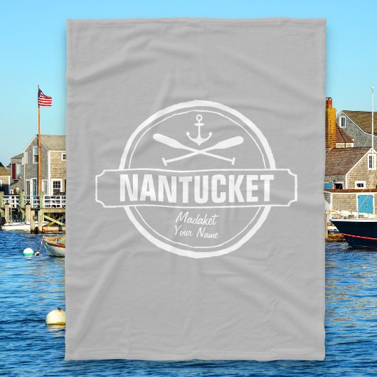 Couverture Polaire Nantucket, MA nom personnalisé, ancre nautique
