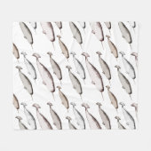 Couverture Polaire Narwhal Swim - Narwhal Whale Motif Cadeau (Devant (Horizontal))