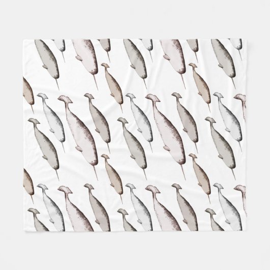 Couverture Polaire Narwhal Swim - Narwhal Whale Motif Cadeau (Devant (Horizontal))
