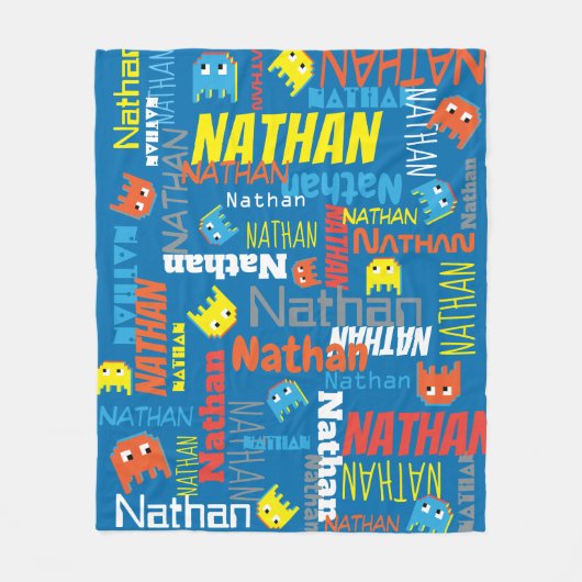 Couverture Polaire Nathan custom name pixel gaming character graphic (Devant)