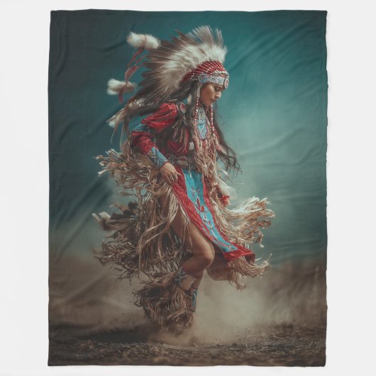 Couverture Polaire Native American Woman Throw Blanket (Devant)
