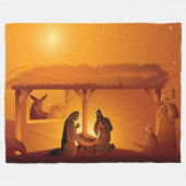 Couverture Polaire Nativité Bébé Jésus Marie Joseph Noël (Devant (Horizontal))