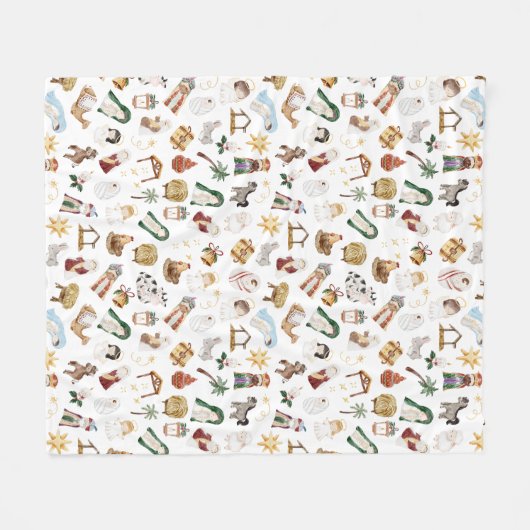 Couverture Polaire Nativité chrétienne de Noël (Devant (Horizontal))