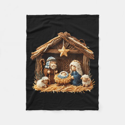 Couverture Polaire Nativity Scene Faux Yarn Crochet Jesus Christmas R (Devant)