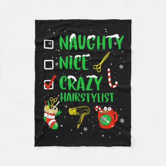 Couverture Polaire Naughty Nice Crazy coiffeur Coiffeur Funny X (Devant)