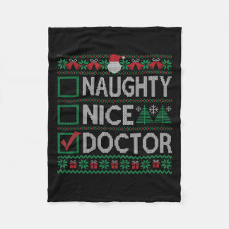 Couverture Polaire Naughty Nice Docteur Liste de Noël Ugly Sweater