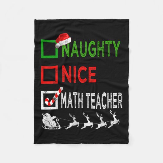 Couverture Polaire Naughty Nice enseignant math Pajamas de Noël Drôle (Devant)