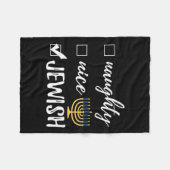 Couverture Polaire Naughty Nice Juif Drôle Laid Noël Hanoukka (Devant (Horizontal))