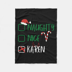 Couverture Polaire Naughty Nice Karen Christmas Funny Père Noël Liste