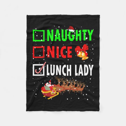 Couverture Polaire Naughty Nice Lunch Lady Funny Noël Père Noël Lunc (Devant)