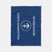 Couverture Polaire Nautical Beach House Nom de famille Marine Blue (Devant)