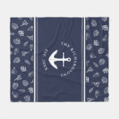Couverture Polaire Nautical Navy Blue Nom de famille Ancre (Devant (Horizontal))