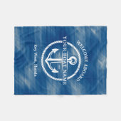Couverture Polaire Nautical Navy Blue Welcome Aboard Nom du bateau An (Devant (Horizontal))