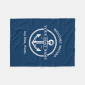 Couverture Polaire Nautical Navy Blue Welcome Aboard Nom du bateau An (Devant (Horizontal))
