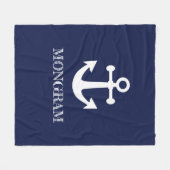 Couverture Polaire Nautical Navy Blue Welcome Aboard Nom du bateau An (Devant (Horizontal))
