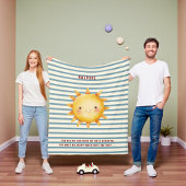 Couverture Polaire Nautical Stripes Watercolor Sun Name Toddler Blank