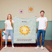 Couverture Polaire Nautical Stripes Watercolor Sun Name Toddler Blank