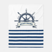 Couverture Polaire Nautique, Bateau Roue, Bleu Bleu Marine Blancs (Devant)