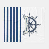Couverture Polaire Nautique, Bateau Roue, Bleu Bleu Marine Blancs (Devant (Horizontal))
