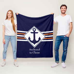 Couverture Polaire NAUTIQUE de style   Ancré dans le Christ PERSONNAL