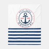 Couverture Polaire Nautique, Nom du bateau, Ancre Bleu de la Marine (Devant)