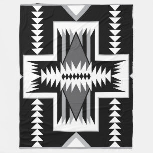 Couverture Polaire Navajo Indian Design Fleece Blanche
