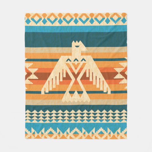 Couverture Polaire Navajo style abstract seamless pattern with eagle  (Devant)
