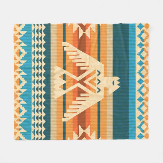 Couverture Polaire Navajo style abstract seamless pattern with eagle  (Devant (Horizontal))