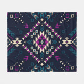 Couverture Polaire Navajo tribal foncé, géométrique vintage. (Devant (Horizontal))