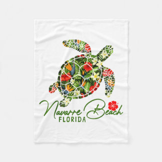 Couverture Polaire Navarre Beach Florida Sea Turtle Tropical Hibiscus